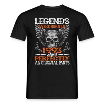 Legends were born in 1993 - 30th birthday - Men's T-Shirt - black - Front - AI Model Male 178 light (178cm)