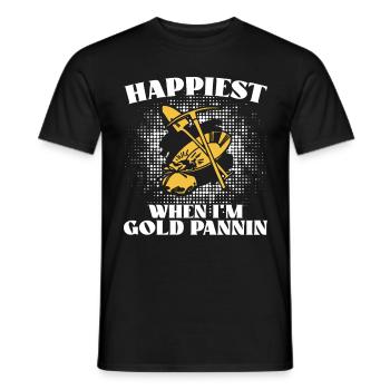 Happiest when i'm Goldpannin - Männer T-Shirt - Schwarz - Vorne - AI Model Male 178 light (178cm)