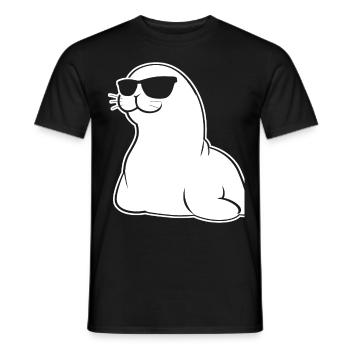 Robbe Seehund mit Sonnenbrille Seerobbe - Männer T-Shirt - Schwarz - Vorne - AI Model Male 178 light (178cm)