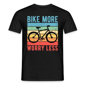 Cyclist Bike Bike More Worry Less - Men's T-Shirt - black - Front - AI Model Male 178 light (178cm)