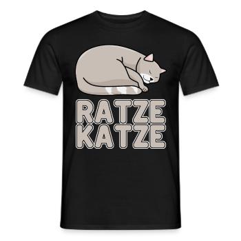 Hauskatze Müde Schlafende Ratze Katze - Männer T-Shirt - Schwarz - Vorne - AI Model Male 178 light (178cm)