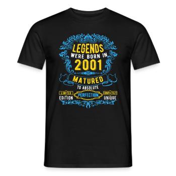 Les légendes sont nées en 2001 Anniversaire - T-shirt homme - noir - Devant - AI Model Male 178 light (178cm)
