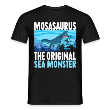 Mosasaurus Dinosaur - Men's T-Shirt - black - Front - AI Model Male 178 light (178cm)