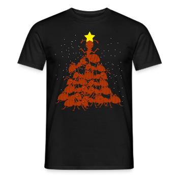 Ants Christmas Tree Christmas - Men's T-Shirt - black - Front - AI Model Male 178 light (178cm)