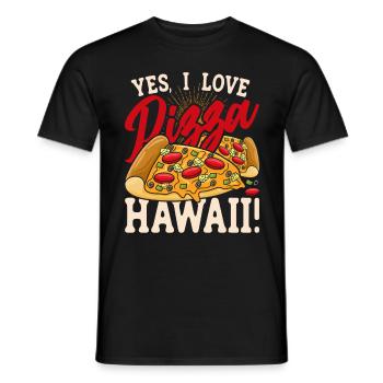 Pizza maker Yes I Love Pizza Hawaii! - Men's T-Shirt - black - Front - AI Model Male 178 light (178cm)