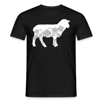 Schaf Blumen Schafe Blüten Schäfchen - Männer T-Shirt - Schwarz - Vorne - AI Model Male 178 light (178cm)