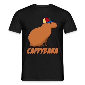 Capybara mit Cappy Capybaras - Männer T-Shirt - Schwarz - Vorne - AI Model Male 178 light (178cm)