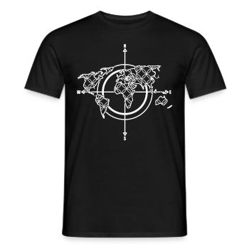 World Maps Compass World Map - Men's T-Shirt - black - Front - AI Model Male 178 light (178cm)