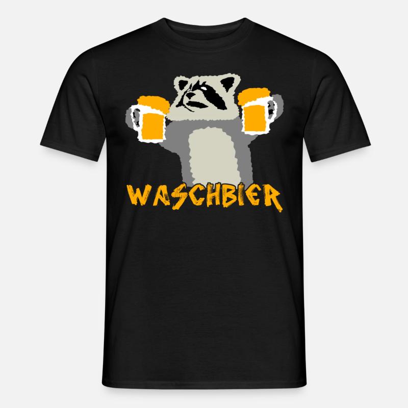 Waschbär mit Bier - Männer T-Shirt - Schwarz