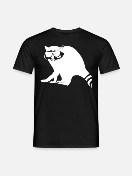 Waschbär mit Sonnenbrille - Männer T-Shirt - Schwarz