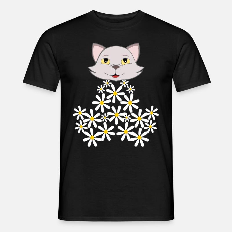 Gänseblümchen Katze aus Blüten - Männer T-Shirt - Schwarz