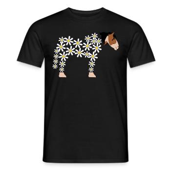 Horse made of daisy horses - Men's T-Shirt - black - Front - AI Model Male 178 light (178cm)