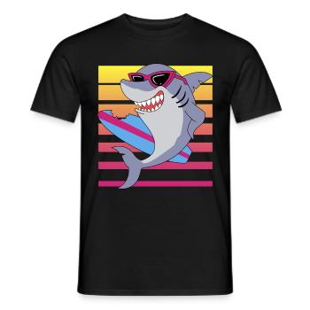 Planche de surf requin, design de surfeur amusant - T-shirt homme - noir - Devant - AI Model Male 178 light (178cm)