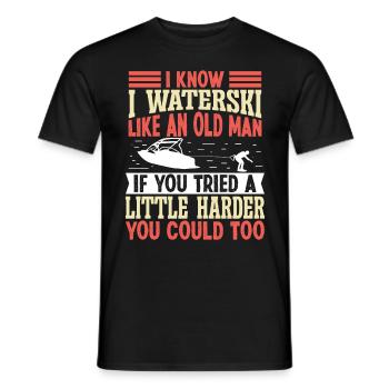 I waterski like an old man - Männer T-Shirt - Schwarz - Vorne - AI Model Male 178 light (178cm)