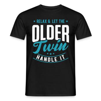 relax and let the older twin handle it - Men's T-Shirt - black - Front - AI Model Male 178 light (178cm)