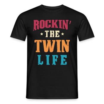 rockin the twin life - Männer T-Shirt - Schwarz - Vorne - AI Model Male 178 light (178cm)