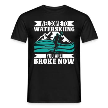 Bienvenue au ski nautique, vous êtes fauché maintenant - T-shirt homme - noir - Devant - AI Model Male 178 light (178cm)