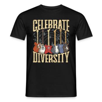 Gitarrist Gitarrenspieler Celebrate Diversity - Männer T-Shirt - Schwarz - Vorne - AI Model Male 178 light (178cm)