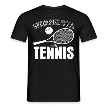 Joueur de tennis Raquette de tennis - T-shirt homme - noir - Devant - AI Model Male 178 light (178cm)