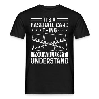 Funny Baseball Card Design - Men's T-Shirt - black - Front - AI Model Male 178 light (178cm)