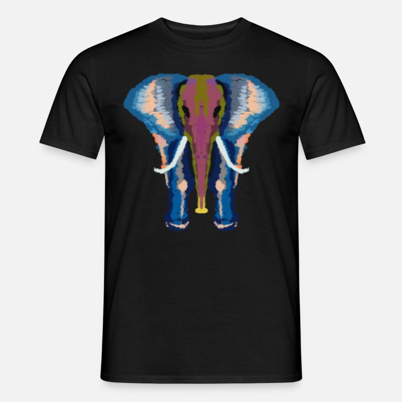 bunter Elefant - Männer T-Shirt - Schwarz