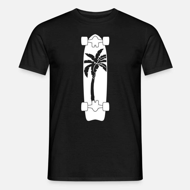 Longboard with palm tree longboarder - Men's T-Shirt - black