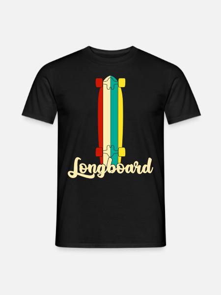 Longboard Longboarding Retro Longboarder - Männer T-Shirt - Schwarz