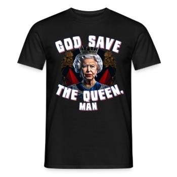 God Save the Queen Man - Men's T-Shirt - black - Front - AI Model Male 178 light (178cm)