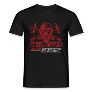 Feuerwehr Feuerwehrmann 1992 Geboren Geburtstag - Männer T-Shirt - Schwarz - Vorne - AI Model Male 178 light (178cm)