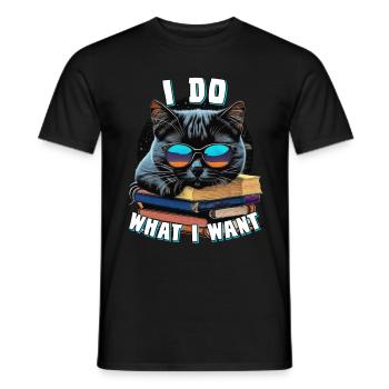 Je fais ce que je veux chat - T-shirt homme - noir - Devant - AI Model Male 178 light (178cm)