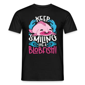 Blobfisch Keep Smiling Like A Blobfish - Men's T-Shirt - black - Front - AI Model Male 178 light (178cm)