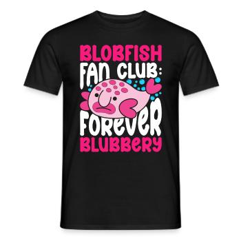 Blobfisch Blobfish Fan Club Forever Blubbery - Men's T-Shirt - black - Front - AI Model Male 178 light (178cm)
