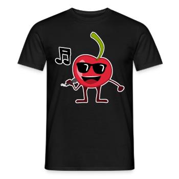 Cherry sings music cherries - Men's T-Shirt - black - Front - AI Model Male 178 light (178cm)
