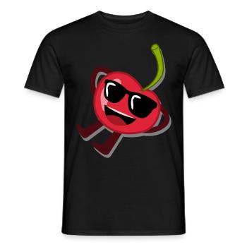 Cherry with sunglasses Cherries - Men's T-Shirt - black - Front - AI Model Male 178 light (178cm)