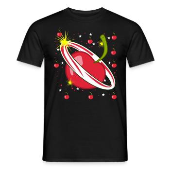 Cherry in space Cherries - Men's T-Shirt - black - Front - AI Model Male 178 light (178cm)