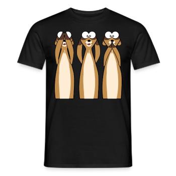 Meerkats instead of 3 monkeys - Men's T-Shirt - black - Front - AI Model Male 178 light (178cm)