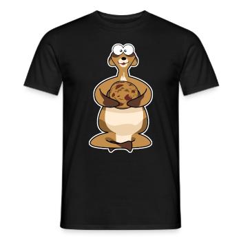fat meerkat with biscuit - Men's T-Shirt - black - Front - AI Model Male 178 light (178cm)