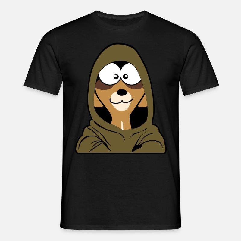 Erdmännchen mit Kaputze - Männer T-Shirt - Schwarz