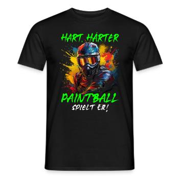 Hart Härter Paintball spielt er | Paintballspieler - Männer T-Shirt - Schwarz - Vorne - AI Model Male 178 light (178cm)