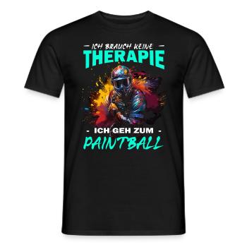 Ich brauch keine Therapie ich geh zum Paintball - Männer T-Shirt - Schwarz - Vorne - AI Model Male 178 light (178cm)