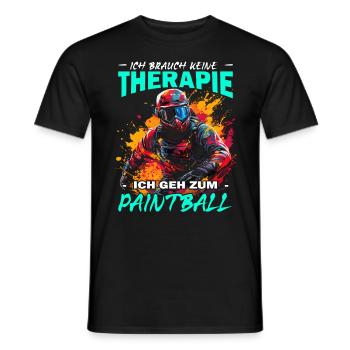 Ich brauch keine Therapie ich geh zum Paintball - Männer T-Shirt - Schwarz - Vorne - AI Model Male 178 light (178cm)