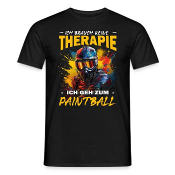Ich brauch keine Therapie ich geh zum Paintball - Männer T-Shirt - Schwarz - Vorne - AI Model Male 178 light (178cm)