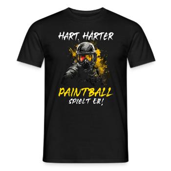 Hart Härter Paintball spielt er | Paintballspieler - Männer T-Shirt - Schwarz - Vorne - AI Model Male 178 light (178cm)