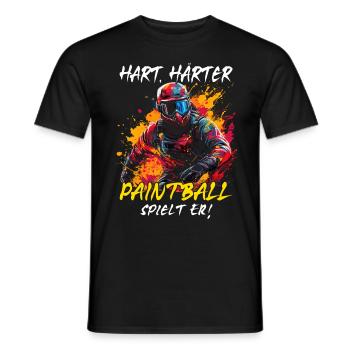 Hart Härter Paintball spielt er | Paintballspieler - Männer T-Shirt - Schwarz - Vorne - AI Model Male 178 light (178cm)