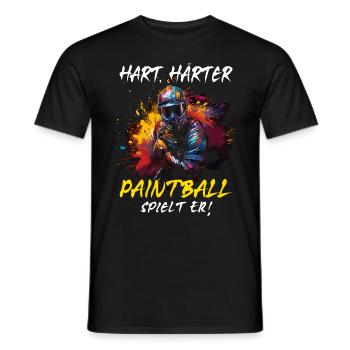 Hart Härter Paintball spielt er | Paintballspieler - Männer T-Shirt - Schwarz - Vorne - AI Model Male 178 light (178cm)