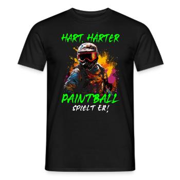 Hart Härter Paintball spielt er | Paintballspieler - Männer T-Shirt - Schwarz - Vorne - AI Model Male 178 light (178cm)
