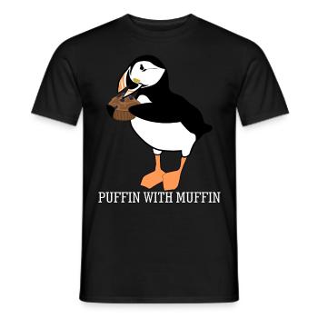 Puffin mit Muffin Papageientaucher - Männer T-Shirt - Schwarz - Vorne - AI Model Male 178 light (178cm)