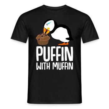 Puffin isst Muffin Papageientaucher - Männer T-Shirt - Schwarz - Vorne - AI Model Male 178 light (178cm)