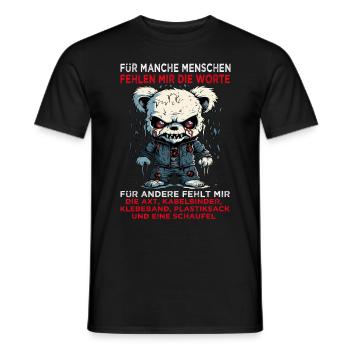 Für manche Menschen fehlen mit die Worte - Sprüche - Männer T-Shirt - Schwarz - Vorne - AI Model Male 178 light (178cm)