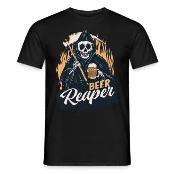 Beer Reaper Alcohol Beer Drinking Skeleton Grim Re - Männer T-Shirt - Schwarz - Vorne - AI Model Male 178 light (178cm)